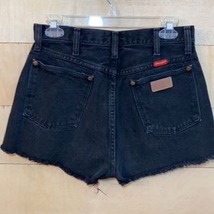 Wrangler High Rise Cut Off Black Denim Shorts 28